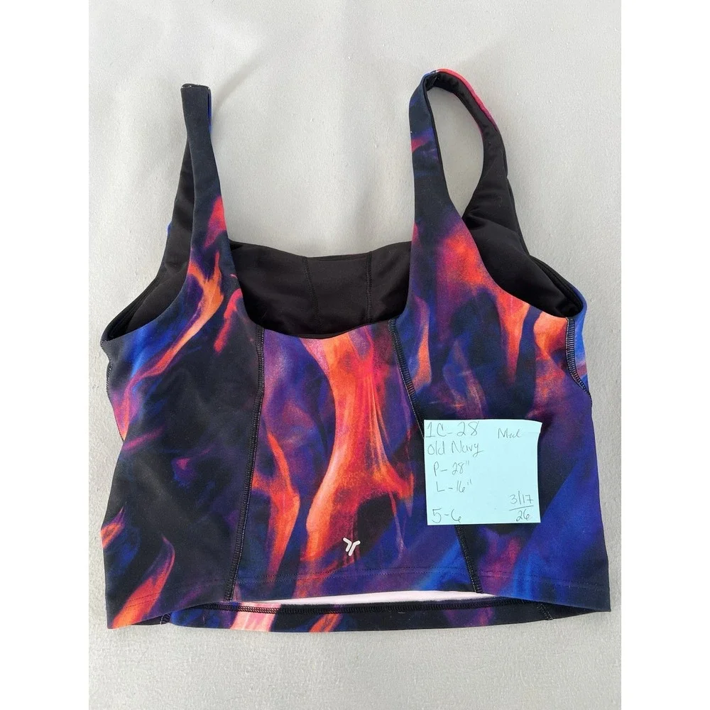 Old Navy Women Light Support PowerSoft Longline Sports Bra Swirl‎ Size Medium